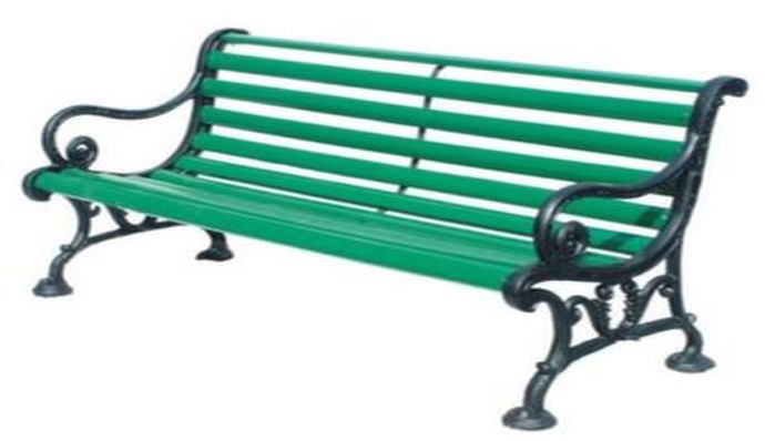 Garden Bench with Metal Strips 